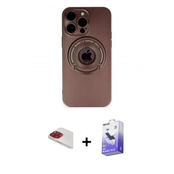 MARSİLYAN™- iPhone 13 Pro Max Kılıf Eksen Klasik Prime - Siyah Bilvis 5in1 5D Magic Hayalet Cam Ekran Koruyucu + Pers Alüminyum Kamera Lens - KI