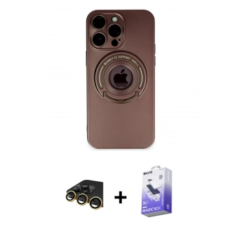 MARSİLYAN™- iPhone 13 Pro Max Kılıf Eksen Klasik Prime - Siyah Bilvis 5in1 5D Magic Hayalet Cam Ekran Koruyucu + Raze Metal Kamera Lens - GD