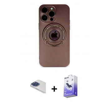 MARSİLYAN™- iPhone 13 Pro Max Kılıf Eksen Klasik Prime - Siyah Bilvis 5in1 5D Magic Hayalet Cam Ekran Koruyucu + Pers Alüminyum Kamera Lens - LT