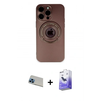 MARSİLYAN™- iPhone 13 Pro Max Kılıf Eksen Klasik Prime - Siyah Bilvis 5in1 5D Magic Hayalet Cam Ekran Koruyucu + Rainbow Kamera Lens Koruma Cam - MI