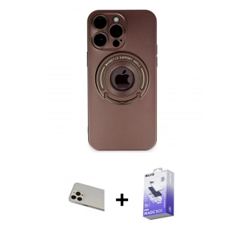 MARSİLYAN™- iPhone 13 Pro Max Kılıf Eksen Klasik Prime - Siyah Bilvis 5in1 5D Magic Hayalet Cam Ekran Koruyucu + Rainbow Kamera Lens Koruma Cam - REGD