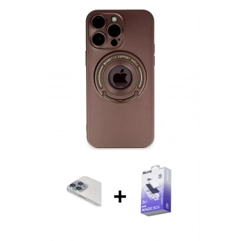 MARSİLYAN™- iPhone 13 Pro Max Kılıf Eksen Klasik Prime - Siyah Bilvis 5in1 5D Magic Hayalet Cam Ekran Koruyucu + Pers Alüminyum Kamera Lens - SABE