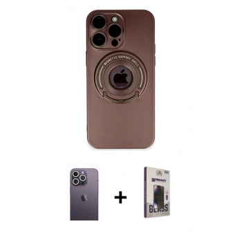MARSİLYAN™- iPhone 13 Pro Max Kılıf Eksen Klasik Prime - Siyah Bilvis Hayalet Cam Ekran Koruyucu + Neon Fosforlu Kamera Lens - BZ