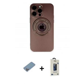 MARSİLYAN™- iPhone 13 Pro Max Kılıf Eksen Klasik Prime - Siyah Bilvis Hayalet Cam Ekran Koruyucu + Shine Kamera Lens Koruma Cam - GI