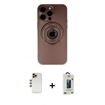 MARSİLYAN™- iPhone 13 Pro Max Kılıf Eksen Klasik Prime - Siyah Bilvis Hayalet Cam Ekran Koruyucu + Shine Kamera Lens - GD
