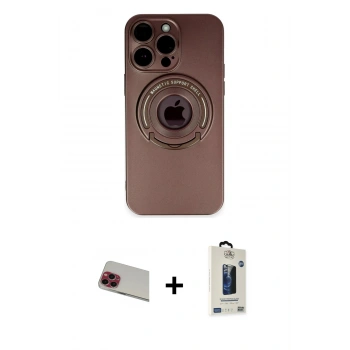 MARSİLYAN™- iPhone 13 Pro Max Kılıf Eksen Klasik Prime - Siyah Bilvis Hayalet Cam Ekran Koruyucu + Rainbow Kamera Lens Koruma Cam - KI