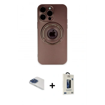 MARSİLYAN™- iPhone 13 Pro Max Kılıf Eksen Klasik Prime - Siyah Bilvis Hayalet Cam Ekran Koruyucu + Pers Alüminyum Kamera Lens - LT