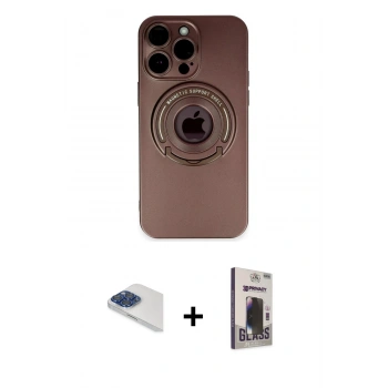 MARSİLYAN™- iPhone 13 Pro Max Kılıf Eksen Klasik Prime - Siyah Bilvis Hayalet Cam Ekran Koruyucu + Pers Alüminyum Kamera Lens - LT