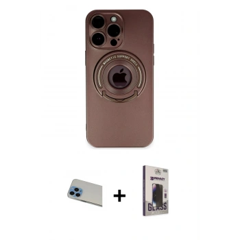 MARSİLYAN™- iPhone 13 Pro Max Kılıf Eksen Klasik Prime - Siyah Bilvis Hayalet Cam Ekran Koruyucu + Rainbow Kamera Lens Koruma Cam - MI