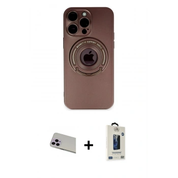 MARSİLYAN™- iPhone 13 Pro Max Kılıf Eksen Klasik Prime - Siyah Bilvis Hayalet Cam Ekran Koruyucu + Rainbow Kamera Lens Koruma Cam - MR