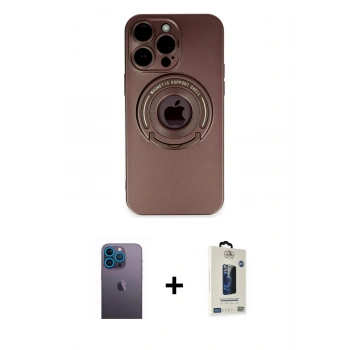MARSİLYAN™- iPhone 13 Pro Max Kılıf Eksen Klasik Prime - Siyah Bilvis Hayalet Cam Ekran Koruyucu + Neon Fosforlu Kamera Lens - MI