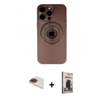 MARSİLYAN™- iPhone 13 Pro Max Kılıf Eksen Klasik Prime - Siyah Bilvis Hayalet Cam Ekran Koruyucu + Pers Alüminyum Kamera Lens - KI
