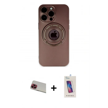 MARSİLYAN™- iPhone 13 Pro Max Kılıf Eksen Klasik Prime - Siyah Joko 5D Cam + Rainbow Kamera Lens Koruma Cam - KI
