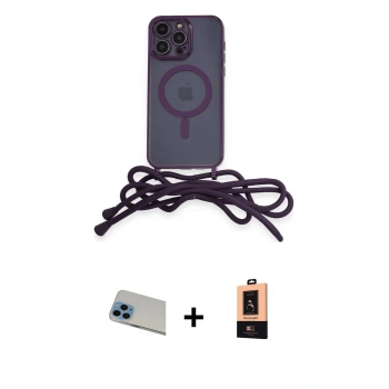 MARSİLYAN™- iPhone 13 Pro Max Kılıf Eksen Özel Seri - Şeffaf Maxco Cam Ekran Koruyucu + Rainbow Kamera Lens Koruma Cam - MI