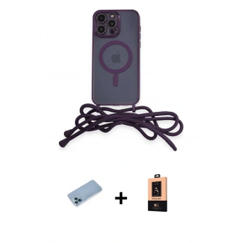 MARSİLYAN™- iPhone 13 Pro Max Kılıf Eksen Özel Seri - Şeffaf Maxco Cam Ekran Koruyucu + Shine Kamera Lens Koruma Cam - MI