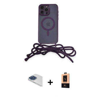 MARSİLYAN™- iPhone 13 Pro Max Kılıf Eksen Özel Seri - Şeffaf Maxco Cam Ekran Koruyucu + Pers Alüminyum Kamera Lens - LT