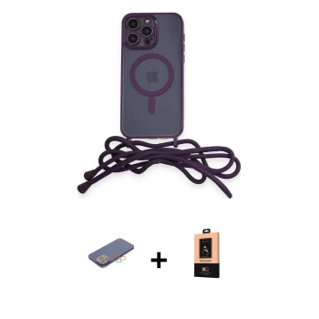 MARSİLYAN™- iPhone 13 Pro Max Kılıf Eksen Özel Seri - Şeffaf Maxco Cam Ekran Koruyucu + Renkli Kamera Lens Koruma Cam - PE