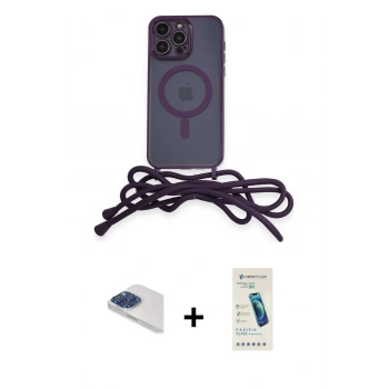 MARSİLYAN™- iPhone 13 Pro Max Kılıf Eksen Özel Seri - Şeffaf Pasifik Cam Ekran Koruyucu + Pers Alüminyum Kamera Lens - LT
