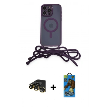 MARSİLYAN™- iPhone 13 Pro Max Kılıf Eksen Özel Seri - Siyah 18D Cam Ekran Koruyucu + Raze Metal Kamera Lens - GD