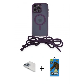 MARSİLYAN™- iPhone 13 Pro Max Kılıf Eksen Özel Seri - Siyah 18D Cam Ekran Koruyucu + Pers Alüminyum Kamera Lens - SABE