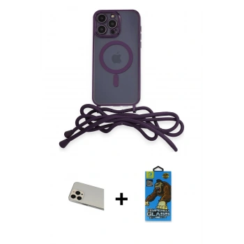 MARSİLYAN™- iPhone 13 Pro Max Kılıf Eksen Özel Seri - Siyah 18D Cam Ekran Koruyucu + Rainbow Kamera Lens Koruma Cam - REGD