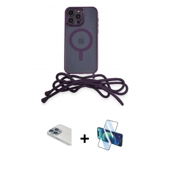 MARSİLYAN™- iPhone 13 Pro Max Kılıf Eksen Özel Seri - Siyah 3D Antistatik Cam Ekran Koruyucu + Pers Alüminyum Kamera Lens - SABE