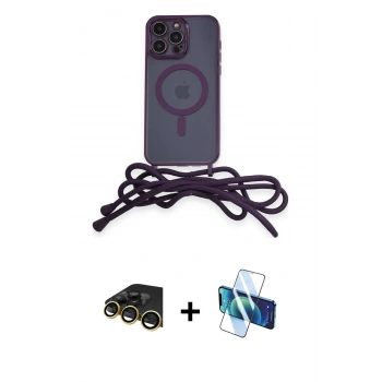 MARSİLYAN™- iPhone 13 Pro Max Kılıf Eksen Özel Seri - Siyah 3D Antistatik Cam Ekran Koruyucu + Raze Metal Kamera Lens - GD