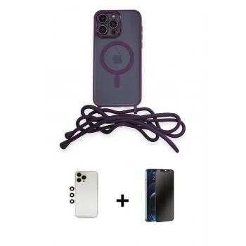 MARSİLYAN™- iPhone 13 Pro Max Kılıf Eksen Özel Seri - Siyah 3D Antistatik Hayalet Cam Ekran Koruyucu + Shine Kamera Lens - GD