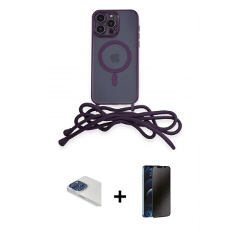 MARSİLYAN™- iPhone 13 Pro Max Kılıf Eksen Özel Seri - Siyah 3D Antistatik Hayalet Cam Ekran Koruyucu + Pers Alüminyum Kamera Lens - LT