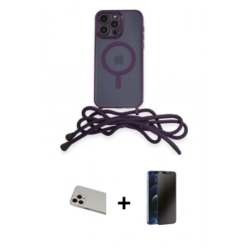 MARSİLYAN™- iPhone 13 Pro Max Kılıf Eksen Özel Seri - Siyah 3D Antistatik Hayalet Cam Ekran Koruyucu + Rainbow Kamera Lens Koruma Cam - REGD
