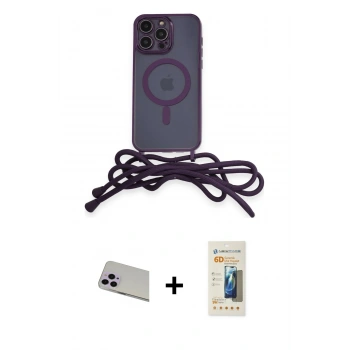 MARSİLYAN™- iPhone 13 Pro Max Kılıf Eksen Özel Seri - Siyah 6D Mat Seramik Hayalet Nano Ekran Koruyucu + Rainbow Kamera Lens Koruma Cam - MR