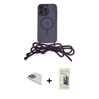 MARSİLYAN™- iPhone 13 Pro Max Kılıf Eksen Özel Seri - Siyah 6D Mat Seramik Hayalet Nano Ekran Koruyucu + Pers Alüminyum Kamera Lens - GD