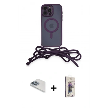 MARSİLYAN™- iPhone 13 Pro Max Kılıf Eksen Özel Seri - Siyah Bilvis 3D Cam Ekran Koruyucu + Pers Alüminyum Kamera Lens - SABE