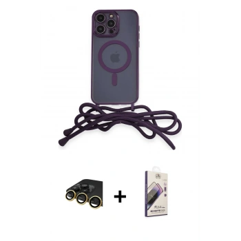 MARSİLYAN™- iPhone 13 Pro Max Kılıf Eksen Özel Seri - Siyah Bilvis 3D Mat Cam Ekran Koruyucu + Raze Metal Kamera Lens - GD