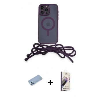 MARSİLYAN™- iPhone 13 Pro Max Kılıf Eksen Özel Seri - Siyah Bilvis 3D Mat Cam Ekran Koruyucu + Shine Kamera Lens Koruma Cam - MI