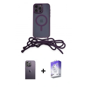MARSİLYAN™- iPhone 13 Pro Max Kılıf Eksen Özel Seri - Siyah Bilvis 5in1 3D Magic Cam Ekran Koruyucu + Neon Fosforlu Kamera Lens - BZ