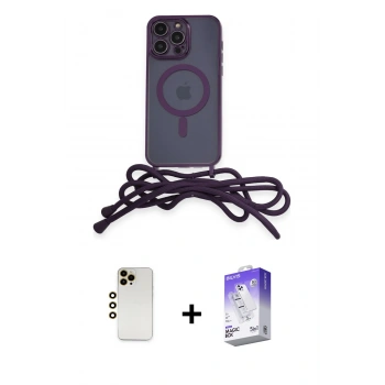 MARSİLYAN™- iPhone 13 Pro Max Kılıf Eksen Özel Seri - Siyah Bilvis 5in1 3D Magic Cam Ekran Koruyucu + Shine Kamera Lens - GD