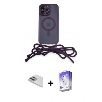 MARSİLYAN™- iPhone 13 Pro Max Kılıf Eksen Özel Seri - Siyah Bilvis 5in1 3D Magic Cam Ekran Koruyucu + Pers Alüminyum Kamera Lens - SABE