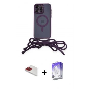 MARSİLYAN™- iPhone 13 Pro Max Kılıf Eksen Özel Seri - Siyah Bilvis 5in1 3D Magic Cam Ekran Koruyucu + Pers Alüminyum Kamera Lens - KI
