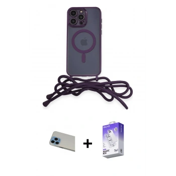 MARSİLYAN™- iPhone 13 Pro Max Kılıf Eksen Özel Seri - Siyah Bilvis 5in1 3D Magic Cam Ekran Koruyucu + Rainbow Kamera Lens Koruma Cam - MI