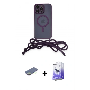 MARSİLYAN™- iPhone 13 Pro Max Kılıf Eksen Özel Seri - Siyah Bilvis 5in1 5D Magic Hayalet Cam Ekran Koruyucu + Renkli Kamera Lens Koruma Cam - YL