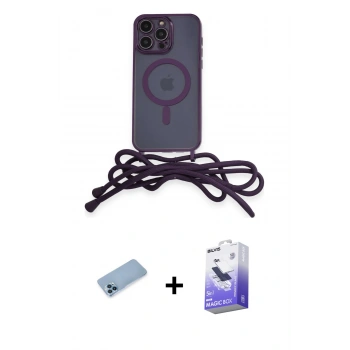 MARSİLYAN™- iPhone 13 Pro Max Kılıf Eksen Özel Seri - Siyah Bilvis 5in1 5D Magic Hayalet Cam Ekran Koruyucu + Shine Kamera Lens Koruma Cam - MI