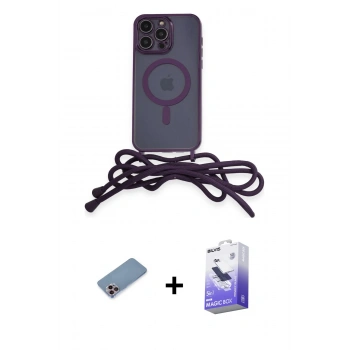 MARSİLYAN™- iPhone 13 Pro Max Kılıf Eksen Özel Seri - Siyah Bilvis 5in1 5D Magic Hayalet Cam Ekran Koruyucu + Shine Kamera Lens Koruma Cam - PE