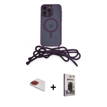 MARSİLYAN™- iPhone 13 Pro Max Kılıf Eksen Özel Seri - Siyah Bilvis Hayalet Cam Ekran Koruyucu + Pers Alüminyum Kamera Lens - KI