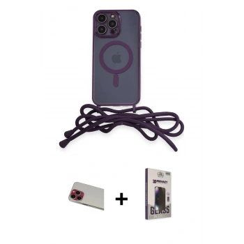 MARSİLYAN™- iPhone 13 Pro Max Kılıf Eksen Özel Seri - Siyah Bilvis Hayalet Cam Ekran Koruyucu + Rainbow Kamera Lens Koruma Cam - KI