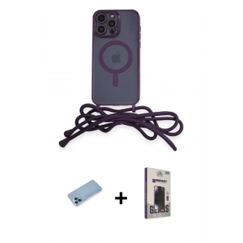 MARSİLYAN™- iPhone 13 Pro Max Kılıf Eksen Özel Seri - Siyah Bilvis Hayalet Cam Ekran Koruyucu + Shine Kamera Lens Koruma Cam - MI