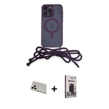 MARSİLYAN™- iPhone 13 Pro Max Kılıf Eksen Özel Seri - Siyah Bilvis Hayalet Cam Ekran Koruyucu + Rainbow Kamera Lens Koruma Cam - BZ