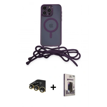 MARSİLYAN™- iPhone 13 Pro Max Kılıf Eksen Özel Seri - Siyah Bilvis Hayalet Cam Ekran Koruyucu + Raze Metal Kamera Lens - GD