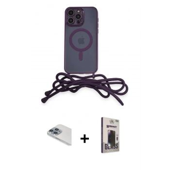 MARSİLYAN™- iPhone 13 Pro Max Kılıf Eksen Özel Seri - Siyah Bilvis Hayalet Cam Ekran Koruyucu + Pers Alüminyum Kamera Lens - SABE