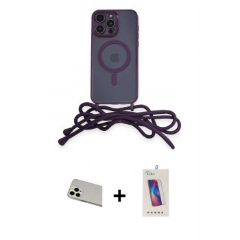 MARSİLYAN™- iPhone 13 Pro Max Kılıf Eksen Özel Seri - Siyah Joko 5D Cam + Rainbow Kamera Lens Koruma Cam - BZ